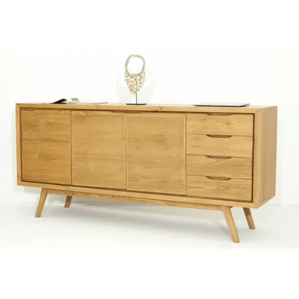 Retro Scandinavian buffet 3 doors 4 drawers AARON (natural) massive teak - image 30521