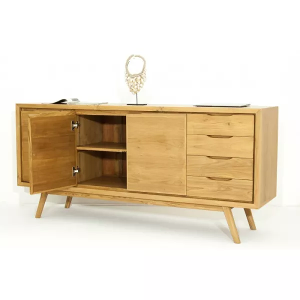 Retro Scandinavian buffet 3 doors 4 drawers AARON (natural) massive teak - image 30523