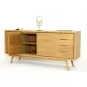 Retro Scandinavian buffet 3 doors 4 drawers AARON (natural) massive teak - image 30523