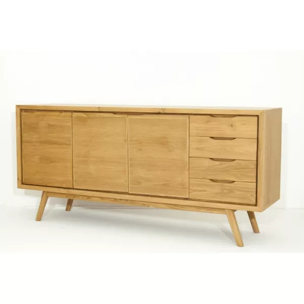 Retro Scandinavian buffet 3 doors 4 drawers AARON (natural) massive teak - image 30524