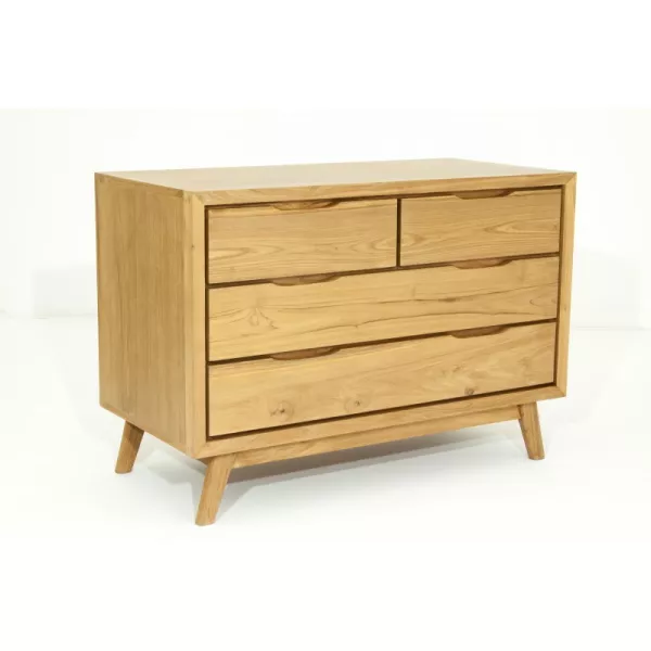 Scandinavian retro Dresser 4 drawer AARON (natural) massive teak - image 30529