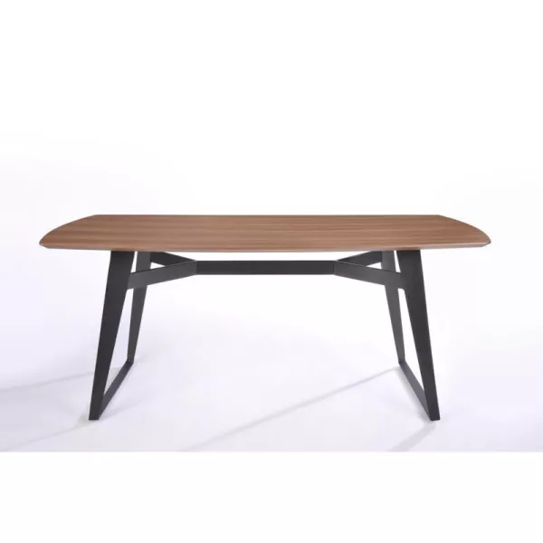 Table à manger contemporaine et vintage MAEL en bois et métal (180cmX90cmX77,5cm) (noyer, noir) - image 30542