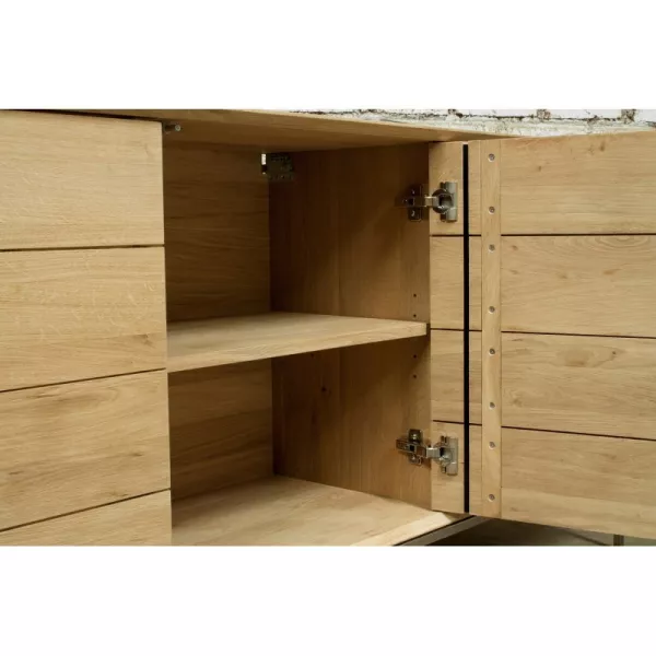 Buffet design low row 2 doors 3 drawers JASON solid oak (natural oak) - image 30670