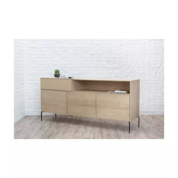 Buffet 3 doors, 1 drawer, 1 niche design BRIEG in 100% solid oak (natural raw oak) - image 36035