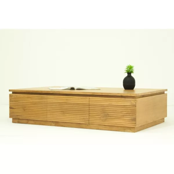 Table basse contemporaine 120 cm ALISA en teck massif (naturel) - image 36133