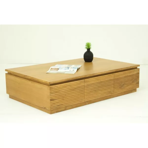 Table basse contemporaine 120 cm ALISA en teck massif (naturel) - image 36135