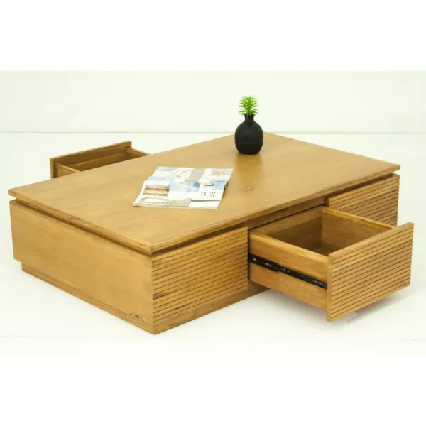 Table basse contemporaine 120 cm ALISA en teck massif (naturel) - image 36136