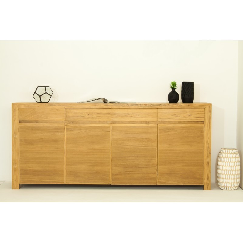 Zeitgenössische Zeile 4 Türen 4 Schubladen Anatoli (natürlichen) massive Teak-Buffet mit assoziieren Hochwertiges Sideboard aus 