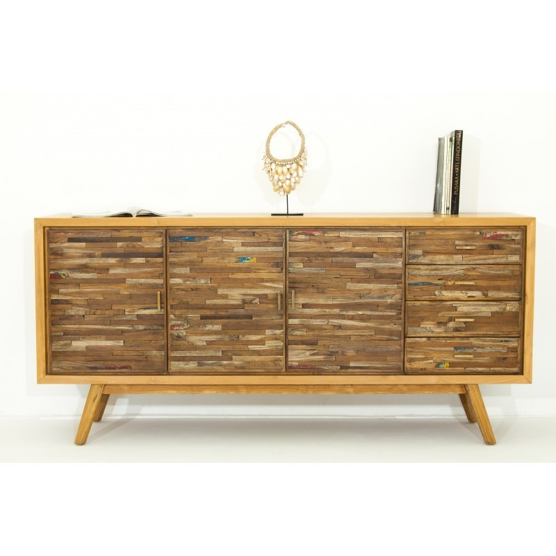 Buffet skewer contemporary 3 doors 4 drawers FILAT (natural) massive teak - image 36156