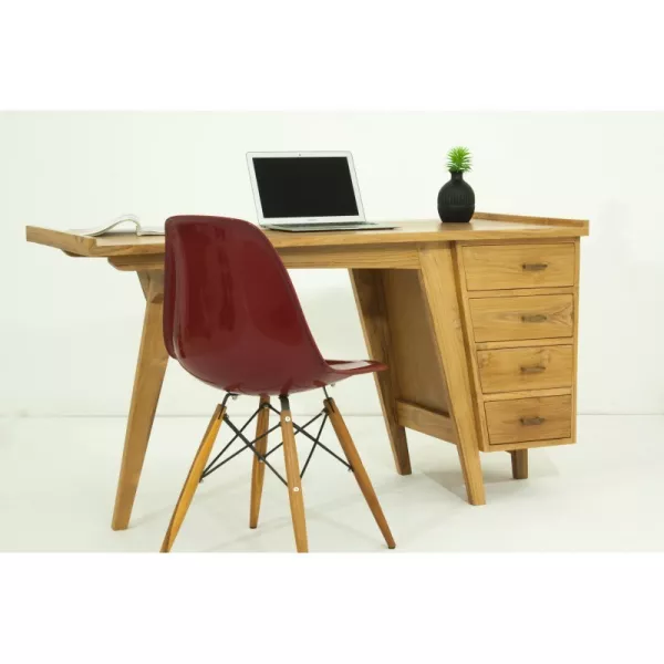 Bureau droit 4 tiroirs design et contemporain MISHA en teck massif (naturel) - image 36188