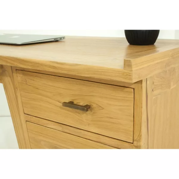 Bureau droit 4 tiroirs design et contemporain MISHA en teck massif (naturel) - image 36190