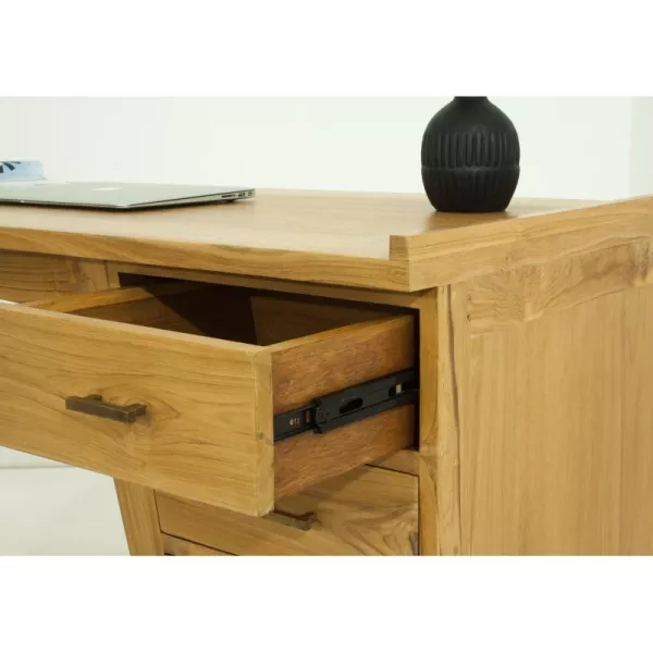 Bureau droit 4 tiroirs design et contemporain MISHA en teck massif (naturel) - image 36191