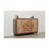 Buffet row 2 doors 3 drawers industrial 140 cm BENOIT massive teak recycled and metal to associate with Modern Sideboard Buffet 