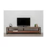 Low TV 2 industrial trays 200 cm NOAH massive teak recycled and metal stand - image 36264