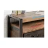 Furniture 2 drawers 1 low TV niche 110 cm NOAH massive teak recycled industrial and metal - image 36273