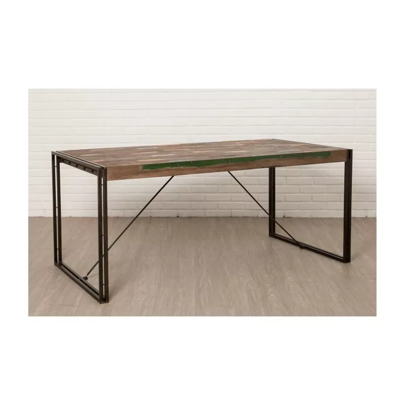 Table vintage NOAH in solid recycled teak and metal (180x90x78cm) - image 36292