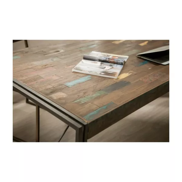 Table vintage NOAH in solid recycled teak and metal (180x90x78cm) - image 36295