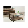 Table low double trays rectangular vintage NOAH massive teak recycled and metal (80x60x40cm) - image 36307