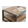 Table low double trays rectangular vintage NOAH massive teak recycled and metal (80x60x40cm) - image 36308