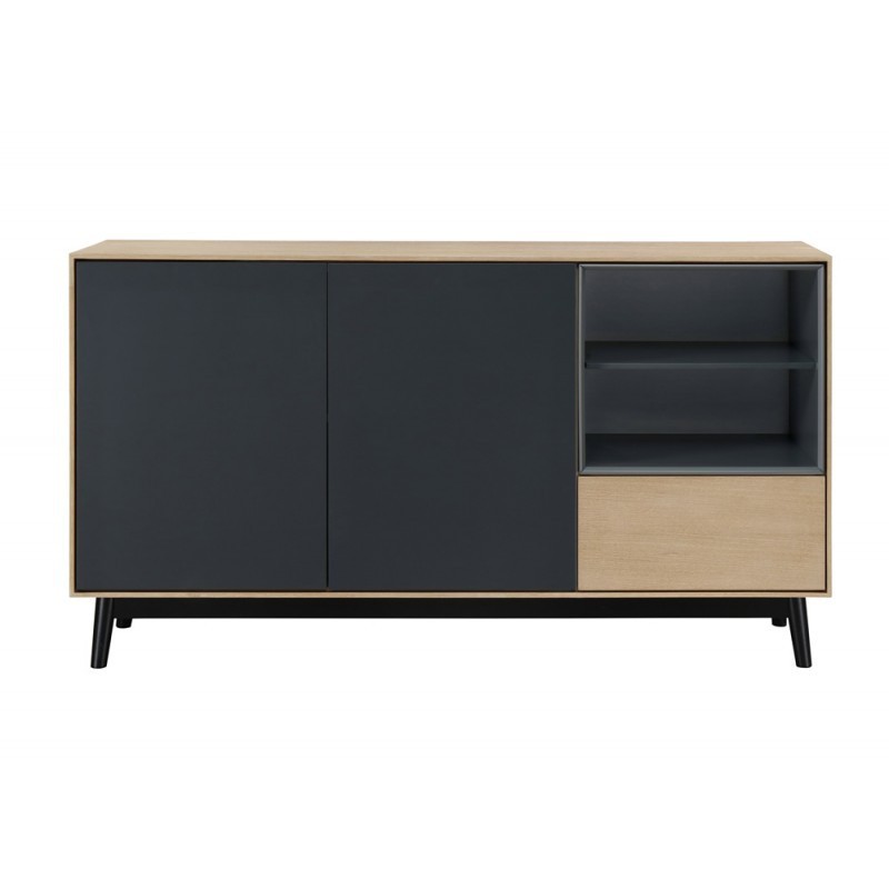 Design row buffet 2 doors 2 niches 1 drawer ADAMO wooden 150 cm (light oak) - image 36358