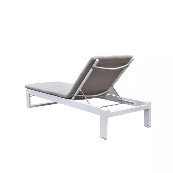 Sunbathing sunbed 4 positions STAS in textilene and aluminium (white, taupe) to associate with Stackable Garden Armchair to Save