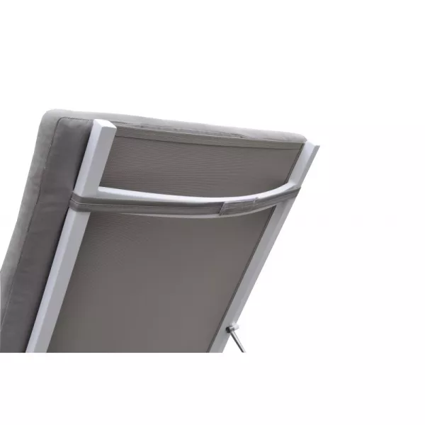 Sunbathing sunbed 4 positions STAS in textilene and aluminium (white, taupe) to associate with Padded Garden Armchair For Optima