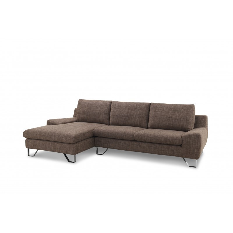 Ecke Sofa Design links 3 Plätze mit VLADIMIR Chaise in Stoff (braun) - image 36457