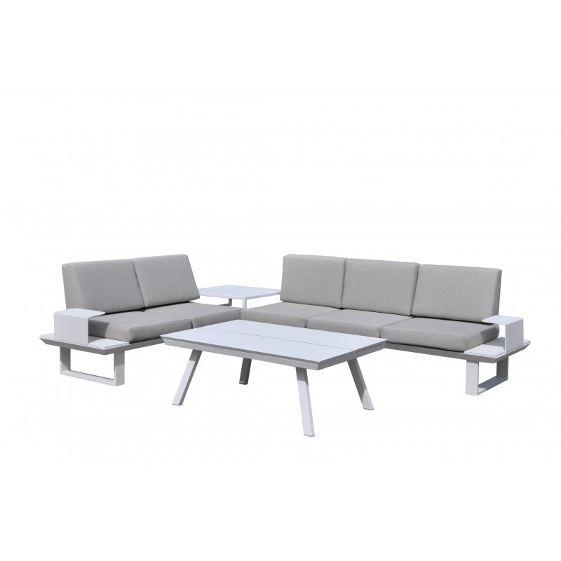 Garden furniture 6 seater BARNABAS aluminum (white, taupe) - image 36564