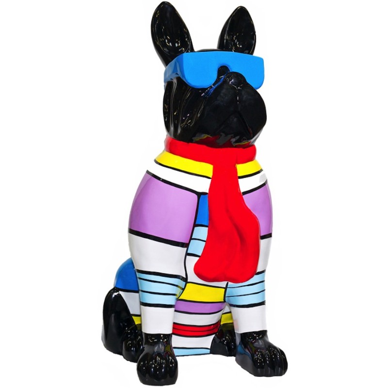 Statuette design decorative sculpture dog sitting H100 in resin (multicolor) - image 36662