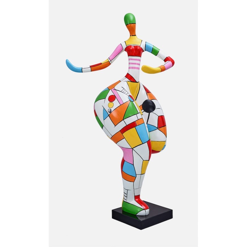 Statue woman Harlequin design decorative sculpture in resin H140 (multicolor) to associate with Scandinavian Decorative Objects 