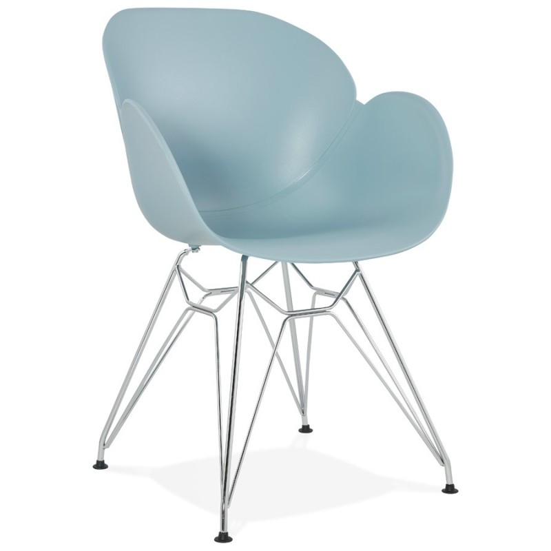 Design chair industrial style TOM foot chromed metal polypropylene (sky blue) - image 36768