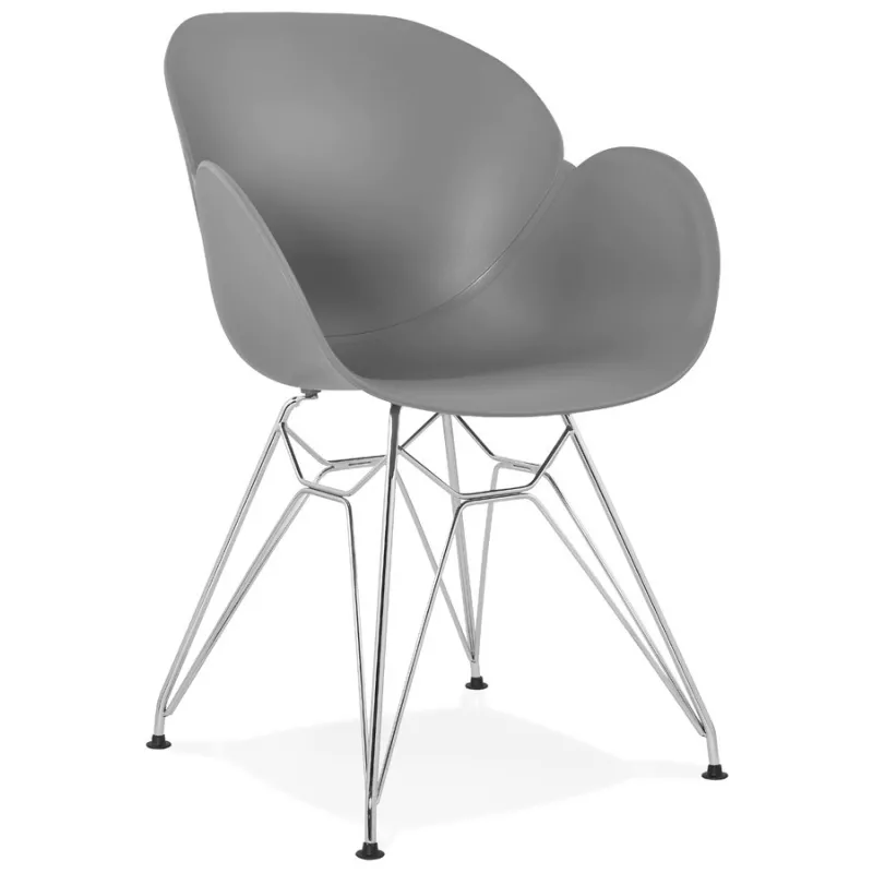 Design chair industrial style TOM polypropylene foot chromed metal (light gray) - image 36959