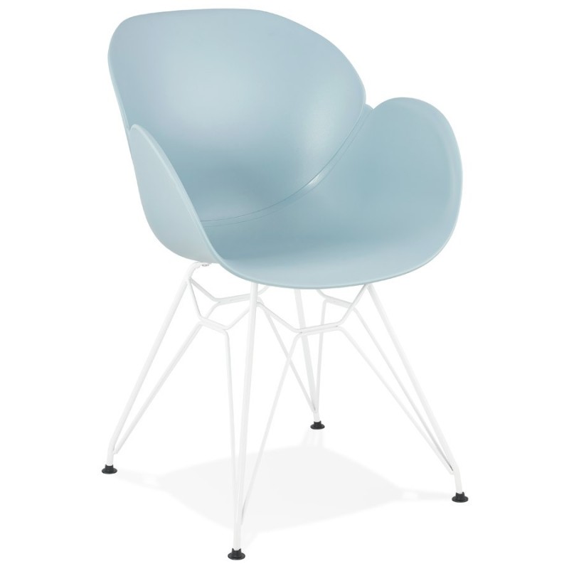 Silla de diseño y moderno TOM polipropileno blanco con base metálica (cielo azul) - image 37076