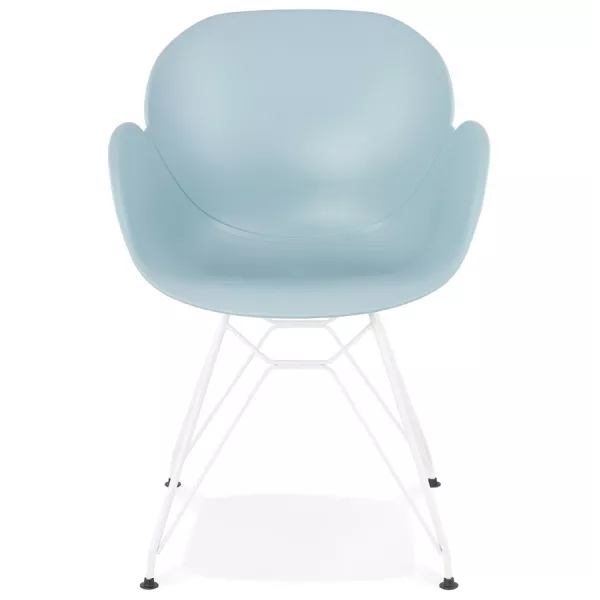 Silla de diseño y moderno TOM polipropileno blanco con base metálica (cielo azul) - image 37077