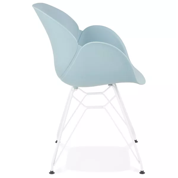 Silla de diseño y moderno TOM polipropileno blanco con base metálica (cielo azul) - image 37078