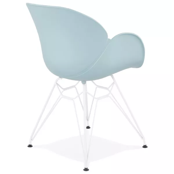 Silla de diseño y moderno TOM polipropileno blanco con base metálica (cielo azul) - image 37079