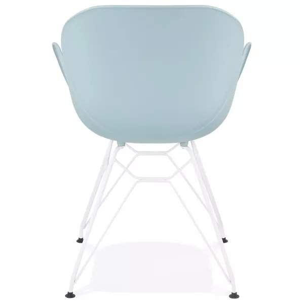 Silla de diseño y moderno TOM polipropileno blanco con base metálica (cielo azul) - image 37080