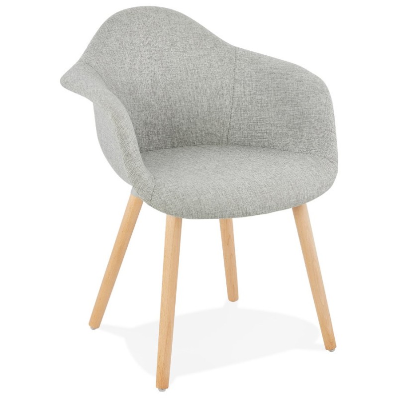 Sedia design scandinavo con braccioli Ophelia in tessuto (grigio chiaro) associarsi a Sedie Con Braccioli Per Un Maggiore Comfor