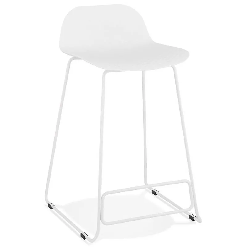 Tabouret de bar chaise de bar mi-hauteur design ULYSSE MINI pieds métal blanc (blanc) - image 37864