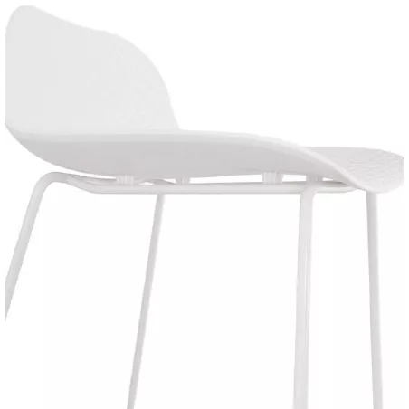 Tabouret de bar chaise de bar mi-hauteur design ULYSSE MINI pieds métal blanc (blanc) - image 37871