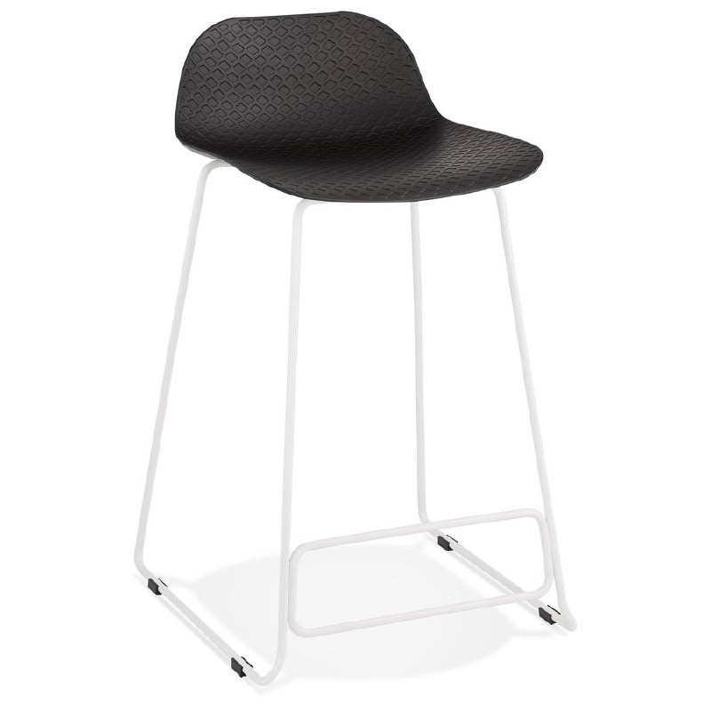 Tabouret de bar chaise de bar mi-hauteur design ULYSSE MINI pieds métal blanc (noir) - image 37877