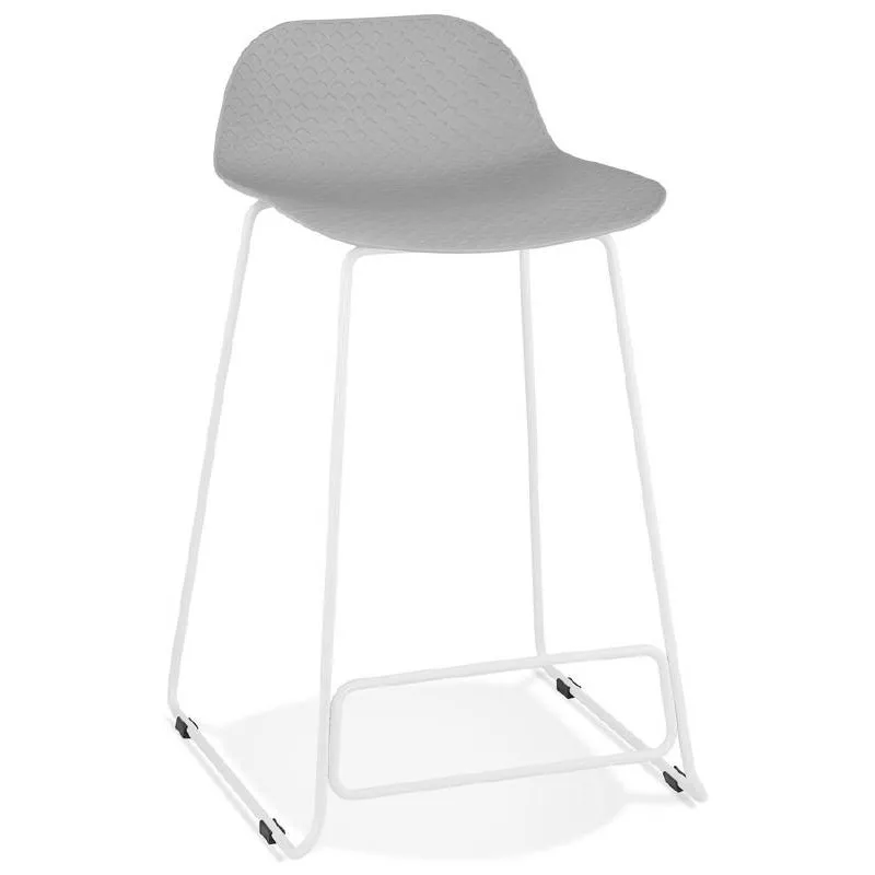 Tabouret de bar chaise de bar mi-hauteur design ULYSSE MINI pieds métal blanc (gris clair) - image 37890