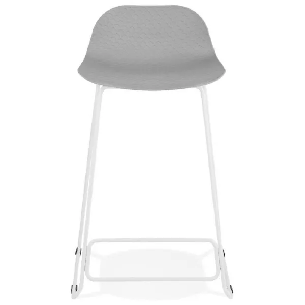 Tabouret de bar chaise de bar mi-hauteur design ULYSSE MINI pieds métal blanc (gris clair) - image 37891