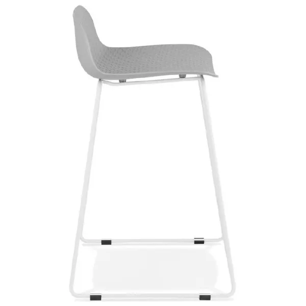 Tabouret de bar chaise de bar mi-hauteur design ULYSSE MINI pieds métal blanc (gris clair) - image 37892