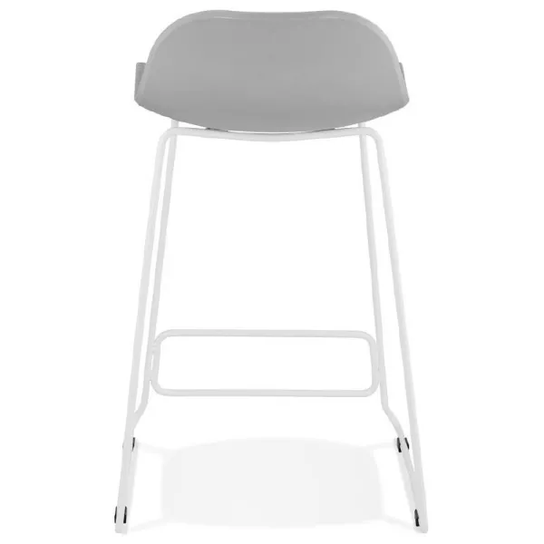 Tabouret de bar chaise de bar mi-hauteur design ULYSSE MINI pieds métal blanc (gris clair) - image 37894