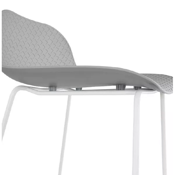 Tabouret de bar chaise de bar mi-hauteur design ULYSSE MINI pieds métal blanc (gris clair) - image 37896