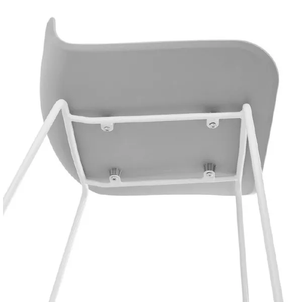 Tabouret de bar chaise de bar mi-hauteur design ULYSSE MINI pieds métal blanc (gris clair) - image 37898