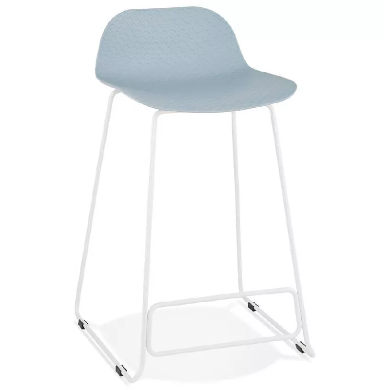 Bar stool barstool design mid-height Ulysses MINI feet (blue) white metal - image 37902