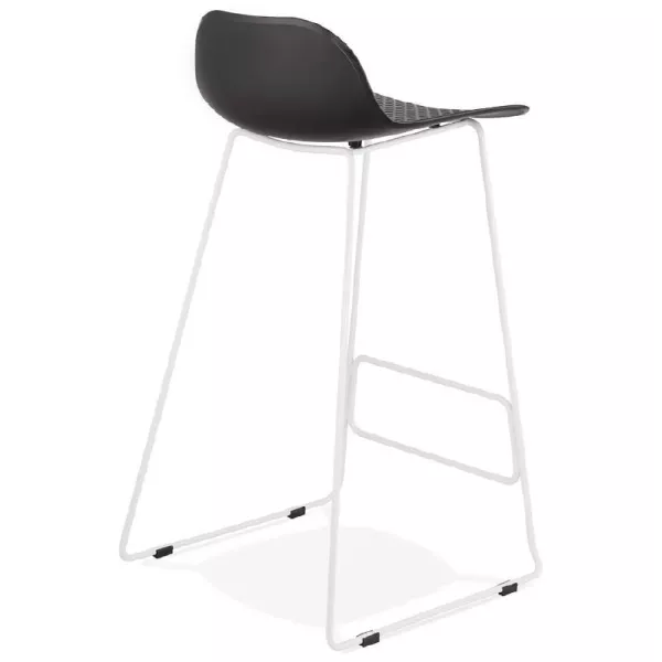 Tabouret de bar chaise de bar design ULYSSE pieds métal blanc (noir) - image 37945