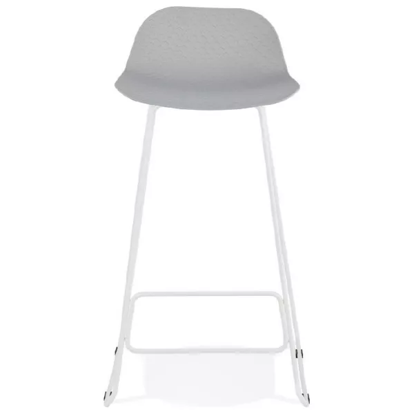 Tabouret de bar chaise de bar design ULYSSE pieds métal blanc (gris clair) - image 37957